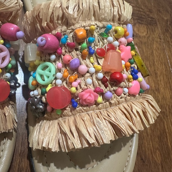 Free People Shipwrecked Multicolor Beaded Raffia Slide Sandals - Picture 5 of 10